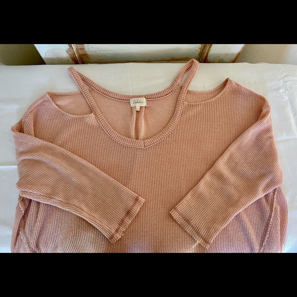 ANTHROPOLOGIE “Deletta” Rose Pink Light Sweater, Off Shoulder/Large - Picture 5 of 7